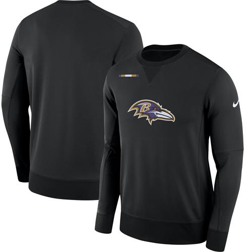 Men's Baltimore Ravens Nike Black Sideline Team Logo Performance Sweatshirt - Click Image to Close